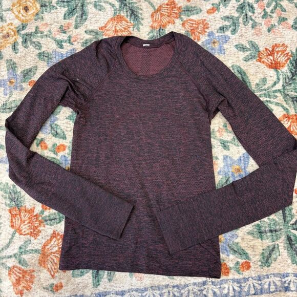 Lululemon Swiftly tech long sleeve maroon red FLAW 2 - Picture 1 of 7